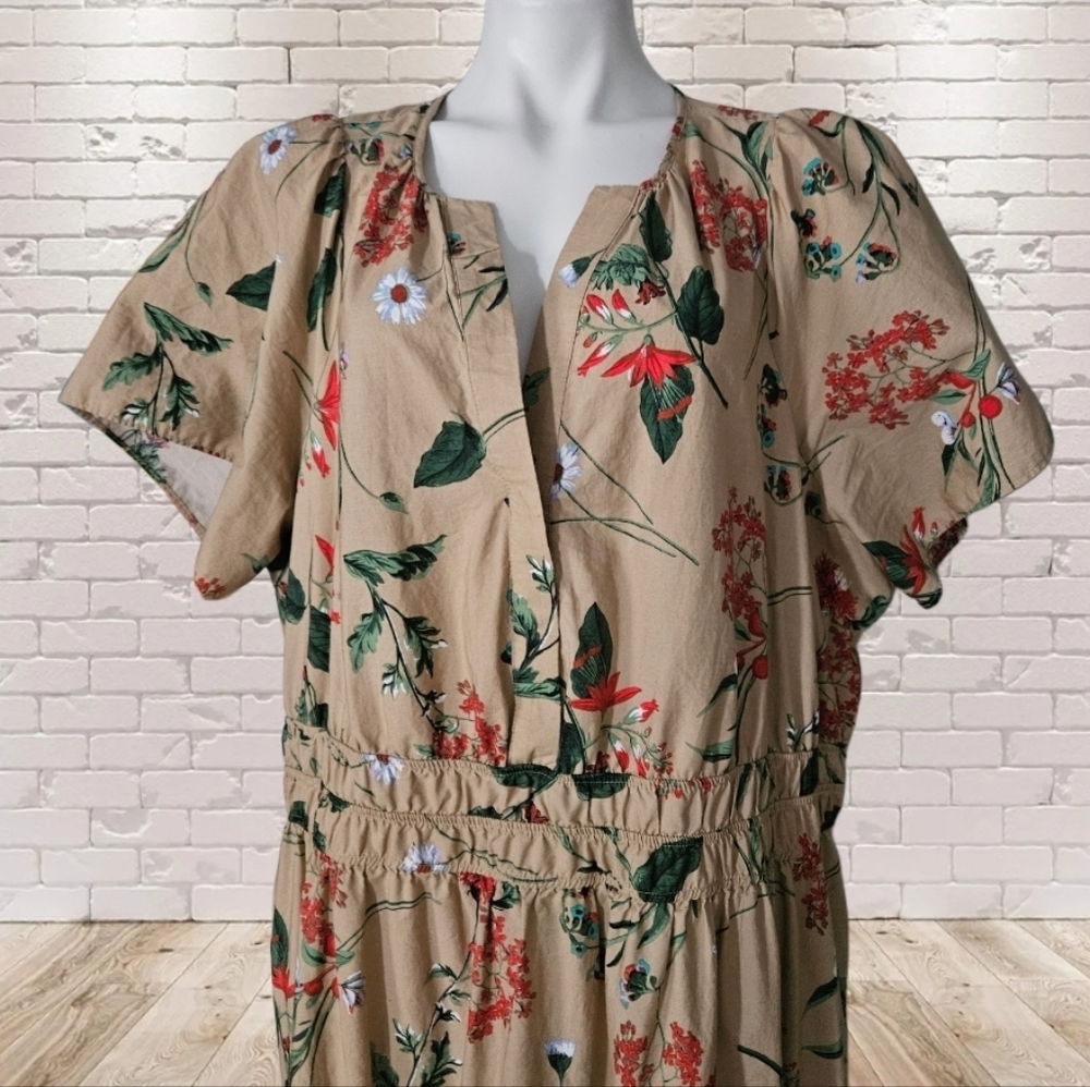Anthropologie Beige and Red Floral Maxi Dress - Picture 7 of 9
